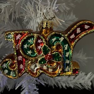 Christopher Radko Gold and Green JOY Holiday Ornament